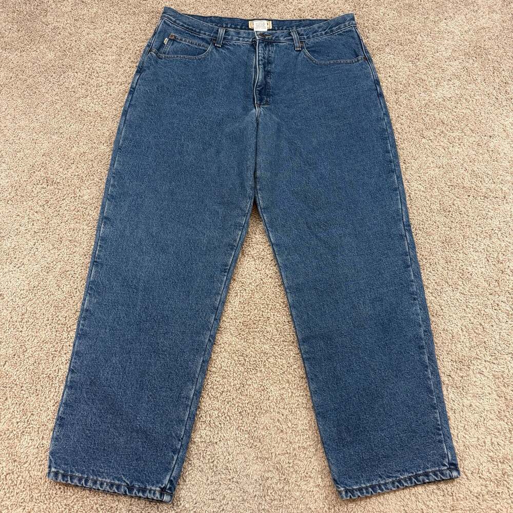 L.L.Bean Relaxed‎ Fit Flannel Lined Jeans Mens 38x30 Blue Denim Made Mexico